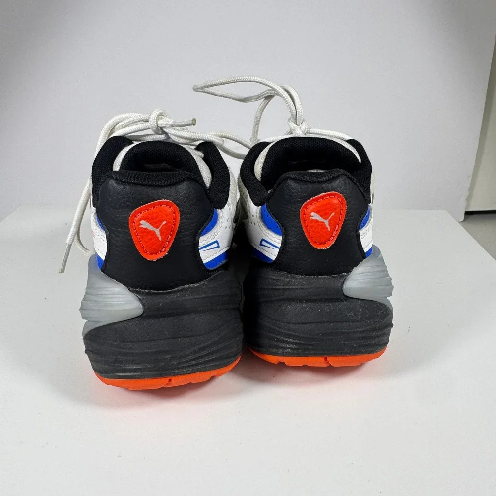 Puma Inverse Sneakers Kids Size 1C White Blue Orange 404254-01 Chunky Mesh Shoes